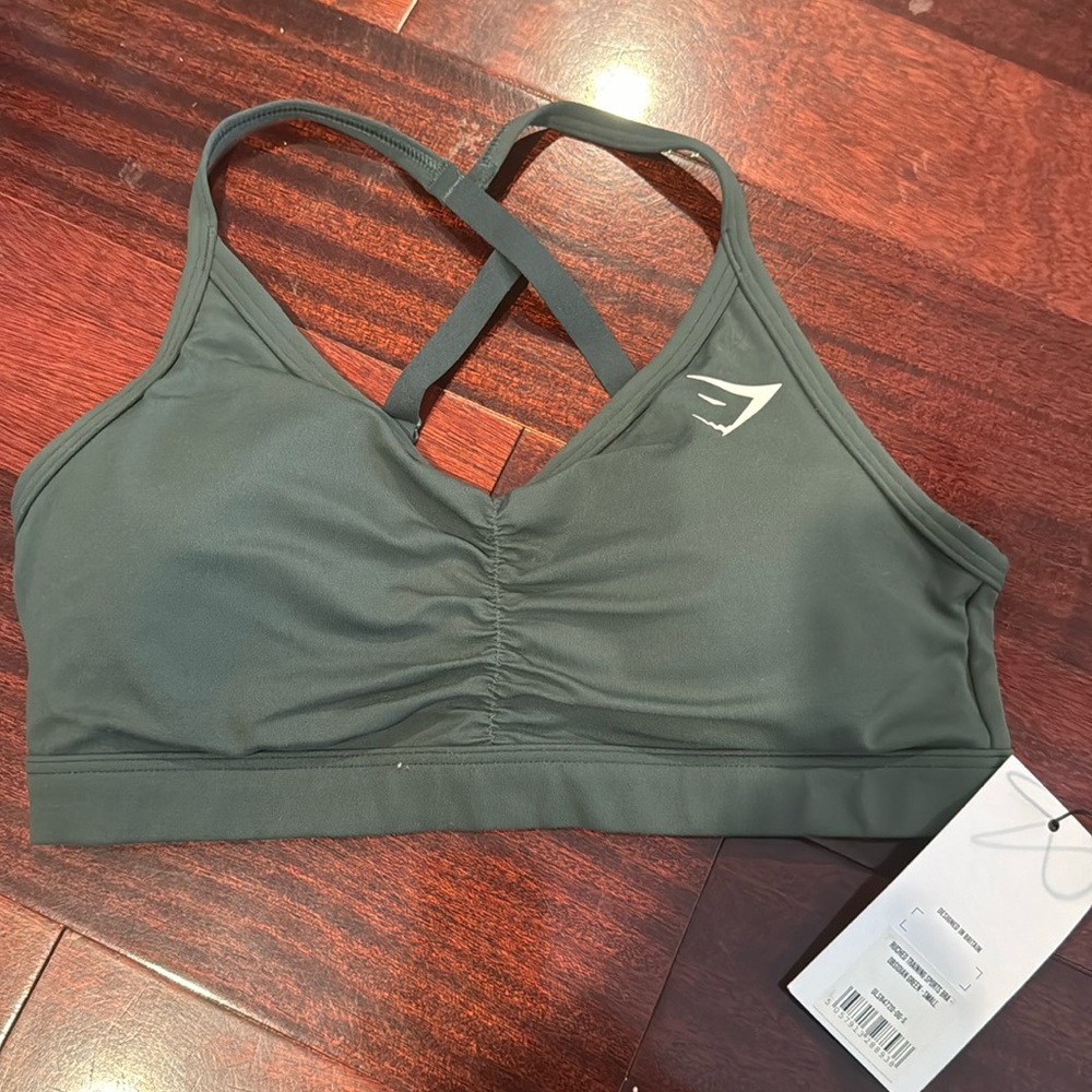 BNWT Gymshark Ruched Sports Bra- Obsidian Green